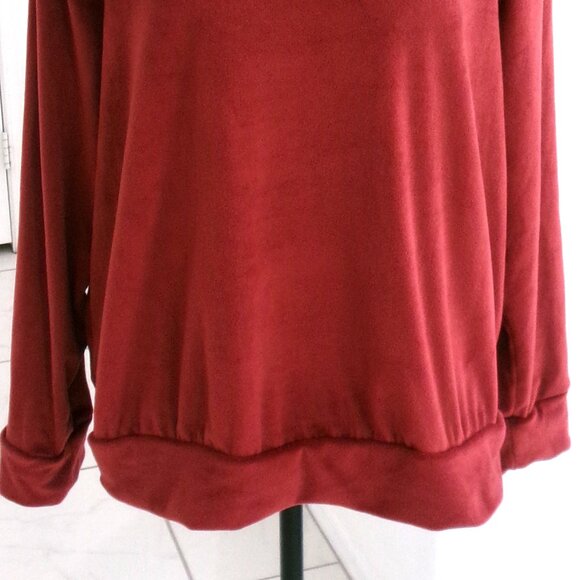 Like New Lauren Conrad Velour Rust Ruffle Long Sleeve Top Blouse XL Super Soft - Picture 3 of 9